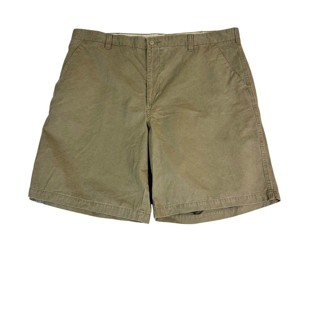 Dockers Mens Cotton Twill Shorts Loose Fit Flat Front Olive Khaki 42 477175 NEW